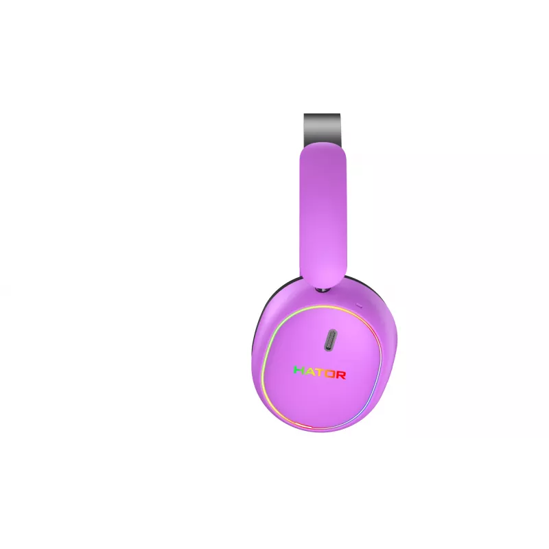 HATOR Phoenix 2 Wireless belaidės ausinės su mikrafonu, žaidimams, USB Type-C / USB Type-A, Bluetooth, violetinė