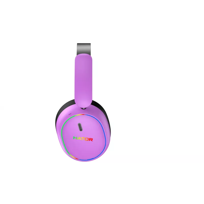 HATOR Phoenix 2 Wireless belaidės ausinės su mikrafonu, žaidimams, USB Type-C / USB Type-A, Bluetooth, violetinė