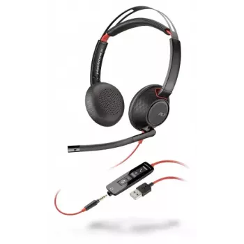 Ausinės POLY Blackwire 5220, USB-A, juodos/raudonos