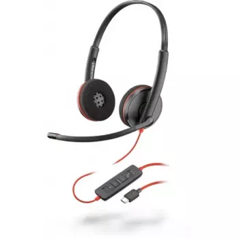 Ausinės HP POLY Blackwire 3225 – laidinės USB Type-A, galvos lankas, biurui / skambučių centrui, 121 g, juodos/raudonos