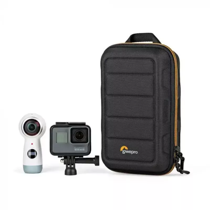 Fototechnikos dėklas Lowepro HARDSIDE CS 60 – kietas kompaktiškas dėklas, 140×85×227 mm, juodas/oranžinis