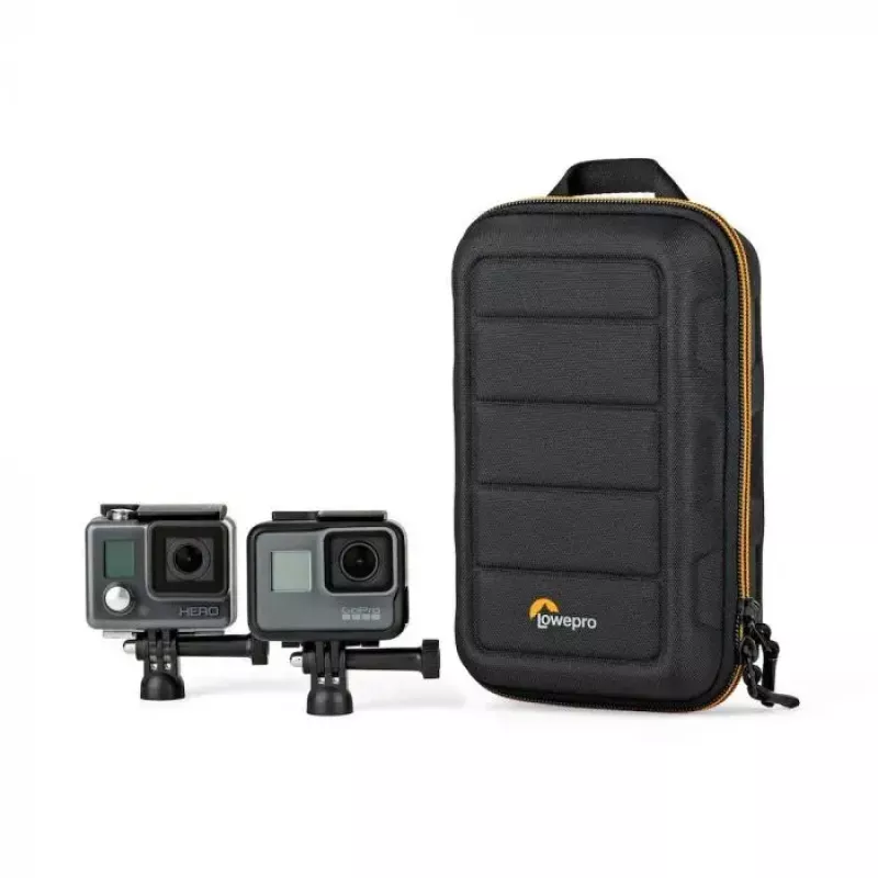 Fototechnikos dėklas Lowepro HARDSIDE CS 60 – kietas kompaktiškas dėklas, 140×85×227 mm, juodas/oranžinis
