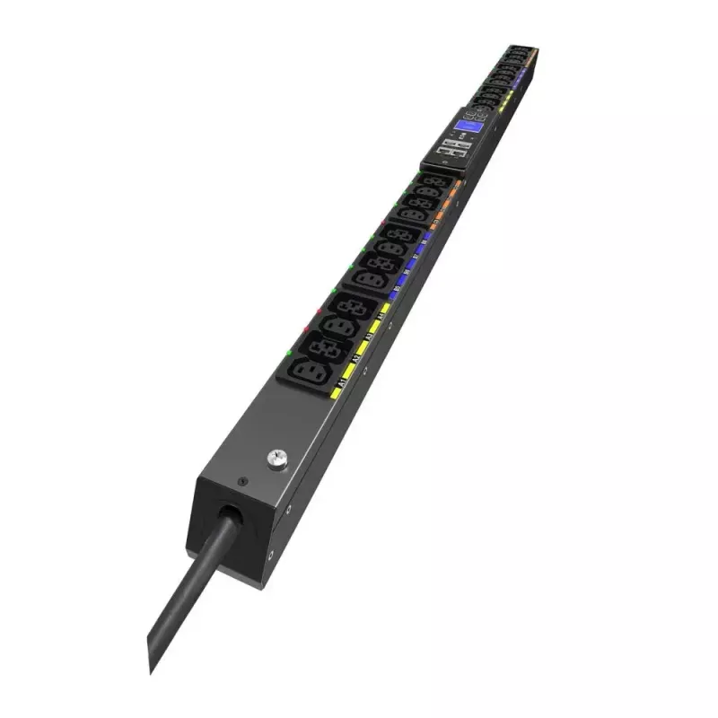 Eaton EVSWF316A perjungiamas trifazis PDU, 24 lizdai (C39, C13), 240/415V, 16A, 3 m laidas, 22,5U, juoda