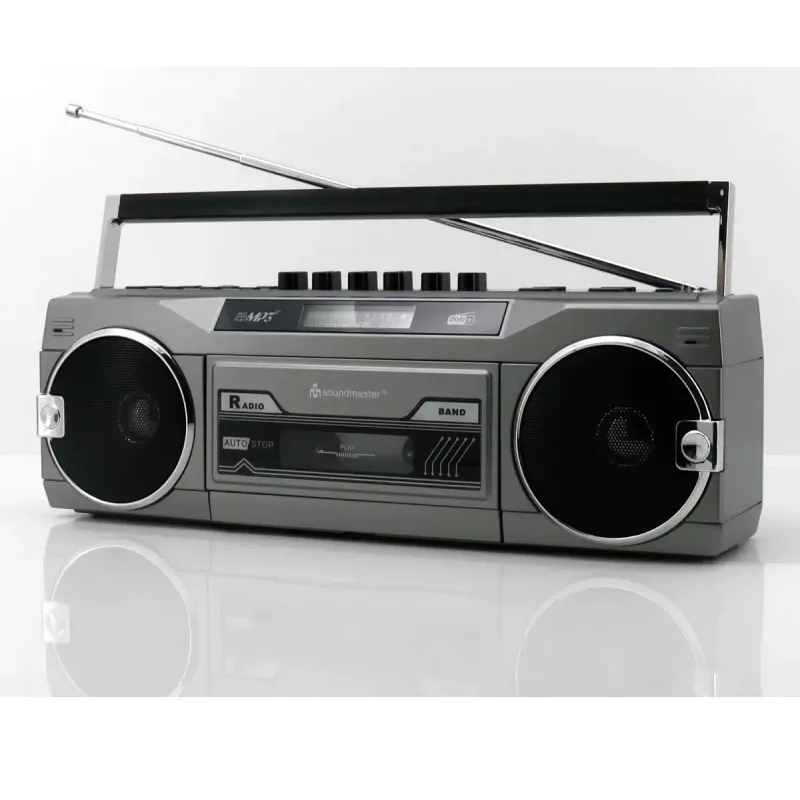 Nešiojamas kasečių grotuvas Soundmaster SRR80TI su DAB+ ir FM, LCD ekranu, 3 W RMS, 3,5 mm ausinėms, baterija/230V
