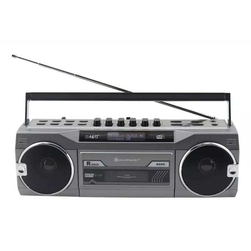 Nešiojamas kasečių grotuvas Soundmaster SRR80TI su DAB+ ir FM, LCD ekranu, 3 W RMS, 3,5 mm ausinėms, baterija/230V