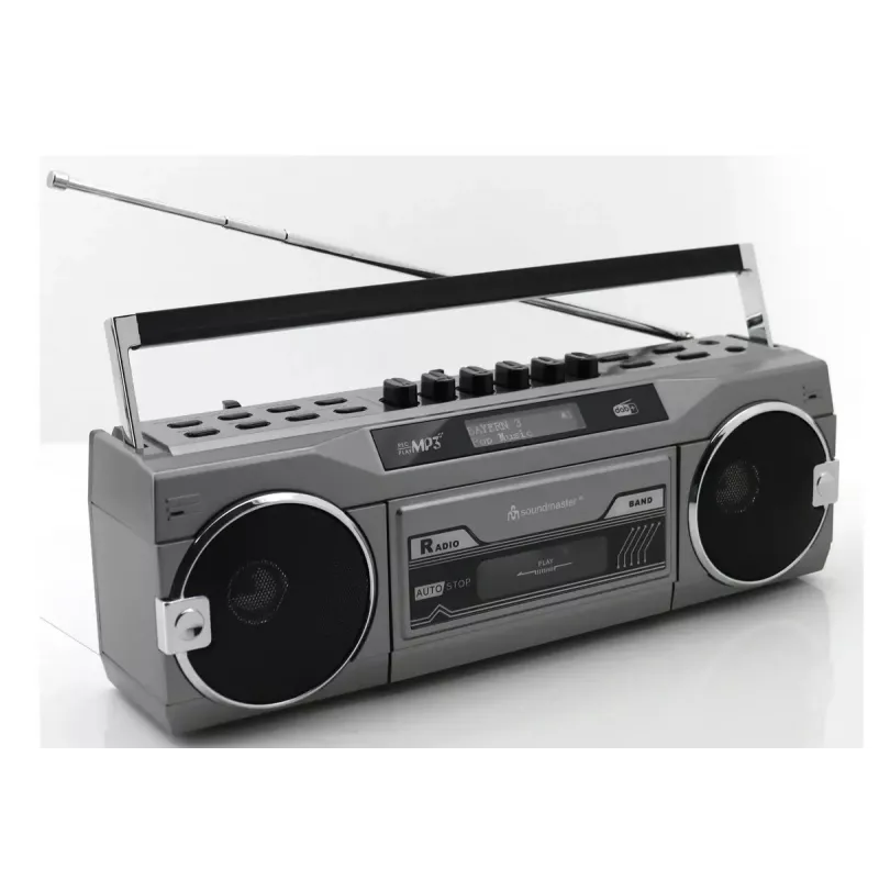 Nešiojamas kasečių grotuvas Soundmaster SRR80TI su DAB+ ir FM, LCD ekranu, 3 W RMS, 3,5 mm ausinėms, baterija/230V