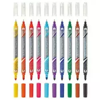 Markeris Herlitz 11367232 plonas antgalis 10 vnt. juoda, mėlyna, ruda, žalia, oranžinė, rožinė, violetinė, raudona, geltona