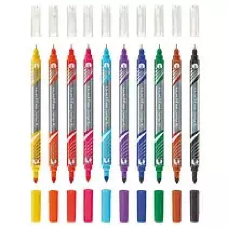 Markeris Herlitz 11367232 plonas antgalis 10 vnt. juoda, mėlyna, ruda, žalia, oranžinė, rožinė, violetinė, raudona, geltona