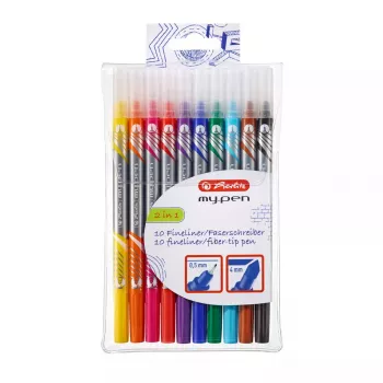 Markeris Herlitz 11367232 plonas antgalis 10 vnt. juoda, mėlyna, ruda, žalia, oranžinė, rožinė, violetinė, raudona, geltona