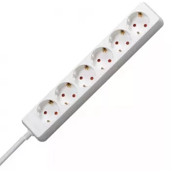 Ilgintuvas EFB Elektronik Kopp 120613005 — 1,4 m laidas, 6 kištukinių lizdų (CEE 7/3), 16 A, 250 V, vidaus naudojimui, raudonai baltas