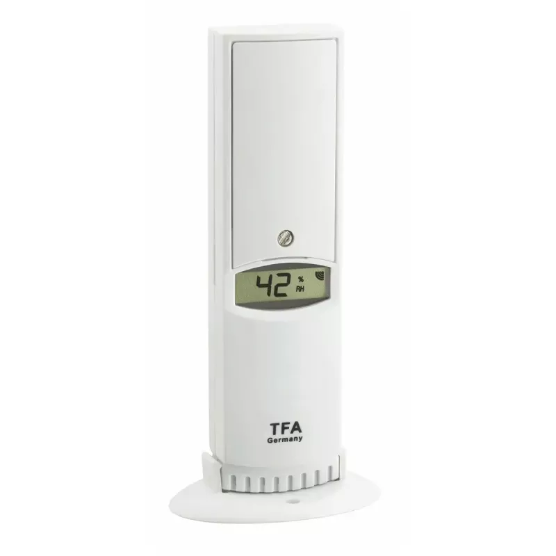 Belaidis aplinkos jutiklis TFA Dostmann WeatherHub – drėgmė ir temperatūra, Wi‑Fi, AC / baterijos (AA), 40×28×104 mm