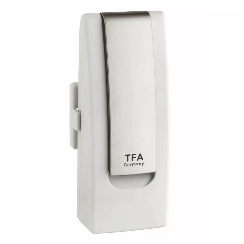 Belaidis aplinkos jutiklis TFA Dostmann WeatherHub – drėgmė ir temperatūra, Wi‑Fi, AC / baterijos (AA), 40×28×104 mm