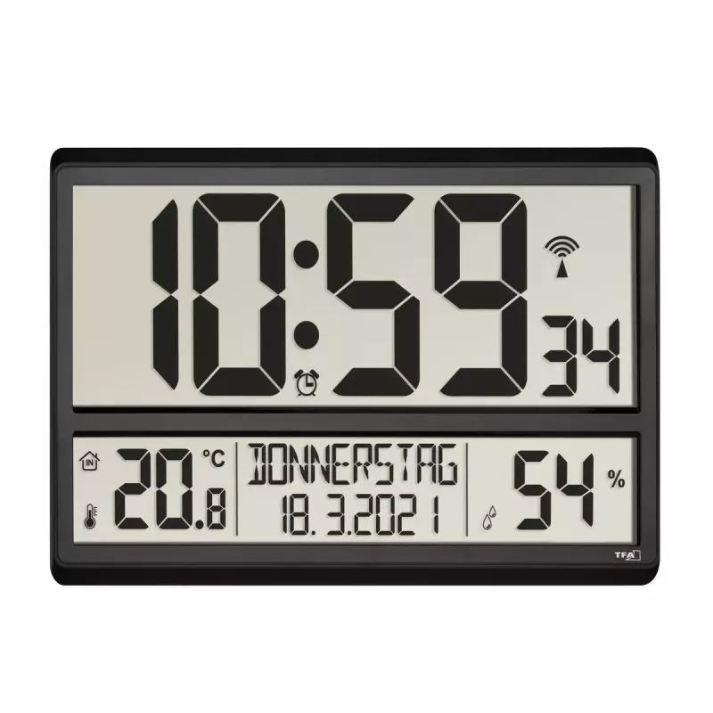 Skaitmeninis žadintuvas TFA-Dostmann 60.4520.01 Juodas, maitinamas baterijomis