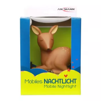 ANSMANN baby naktinė lemputė 1800-0059 — LED, geltona šviesa, baterijos AA ×3, 119×119×137 mm, ruda/žalia