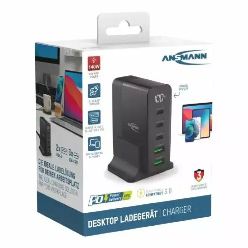 Vidinis įkroviklis Ansmann DC5140PD Universal Juodas USB Greitas Įkrovimas