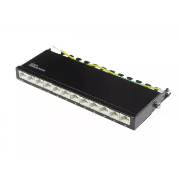 Skydinė plokštė Alcasa GC-N0121 12 prievadų, 0,5U, Cat6a, juoda