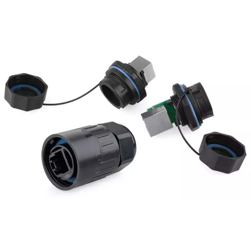 RJ45 jungtis Alcasa IC06-R102 juoda varis plastikas silikagelis