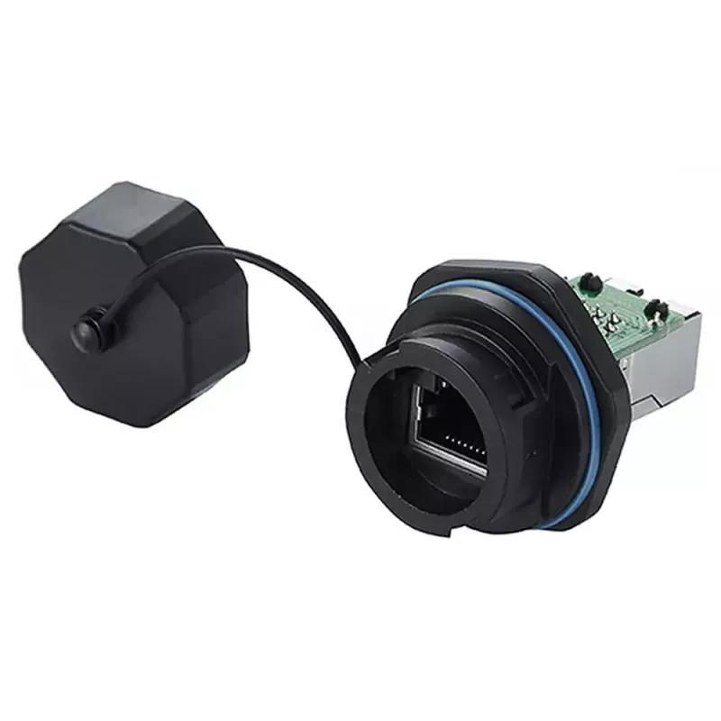 RJ45 jungtis Alcasa IC06-R102 juoda varis plastikas silikagelis