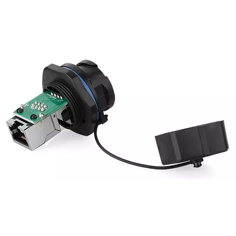 RJ45 jungtis Alcasa IC06-R102 juoda varis plastikas silikagelis