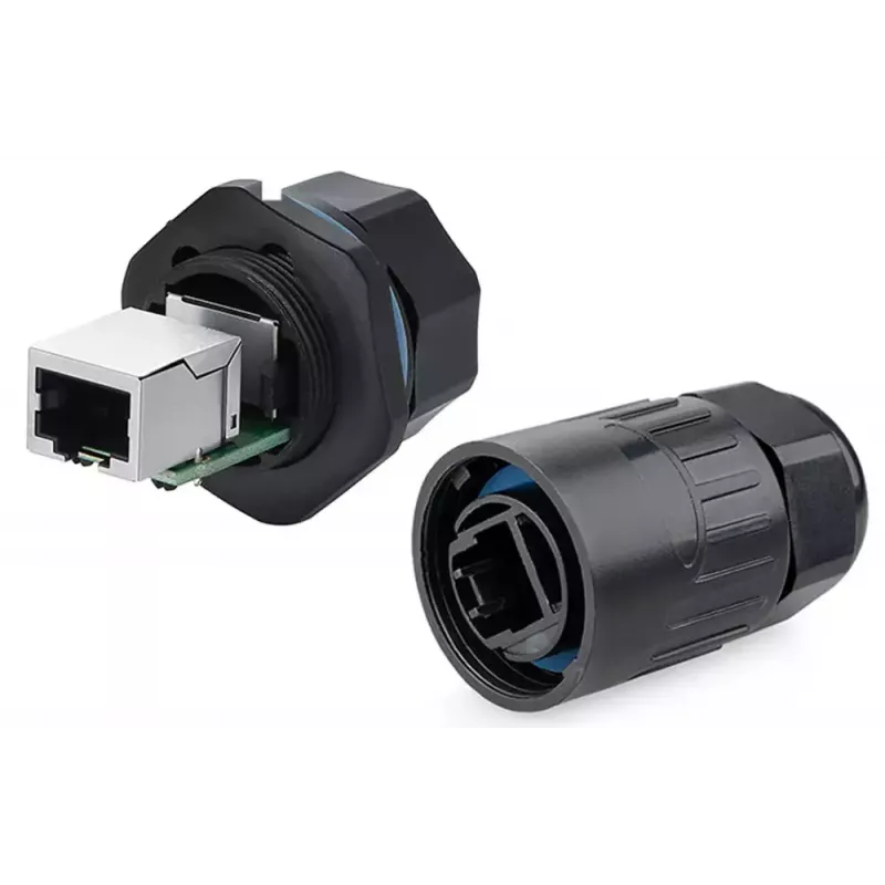 RJ45 jungtis Alcasa IC06-R102 juoda varis plastikas silikagelis