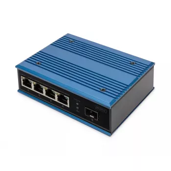 Digitus 4 prievadų greitas Ethernet tinklo PoE jungiklis pramoninis nevaldomas 1 SFP aukštutinė jungtis