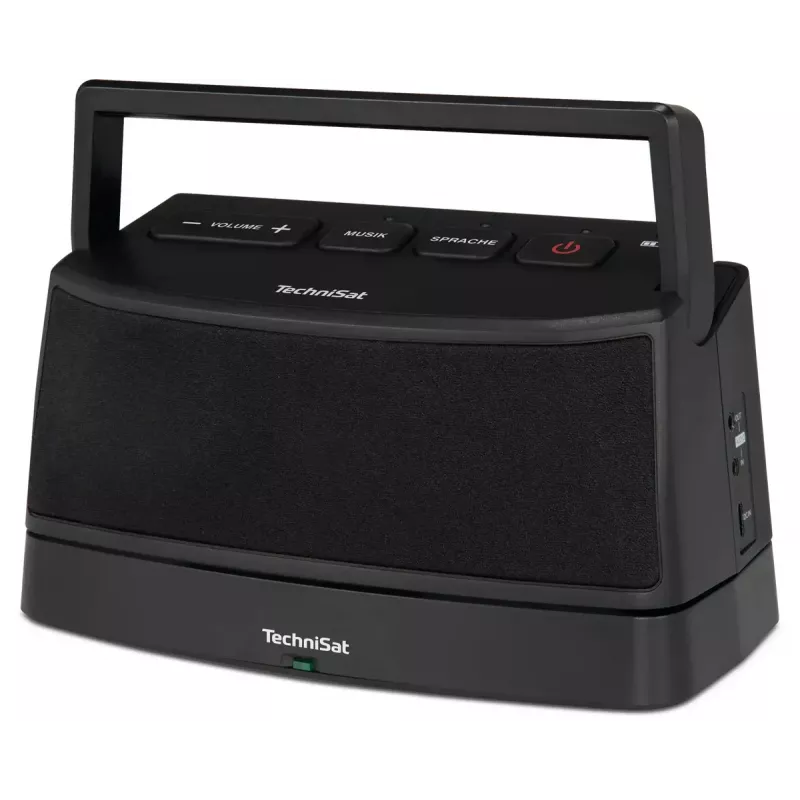 Nešiojamas stereo garsiakalbis TECHNISAT ISIBOX 1 — 4 W RMS, laidinis ir belaidis, įmontuota baterija, USB-C, juodas