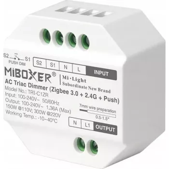 LED apšvietimo valdiklis MiBoxer TRI-C1ZR ZigBee 2.4GHz – išmanus RGB/RGBW valdymo modulis