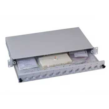 Patais skydas 1U EFB Elektronik B71006.12OM4 — ST šviesolaidžio jungtys, metalinis, 483×44.5×244 mm