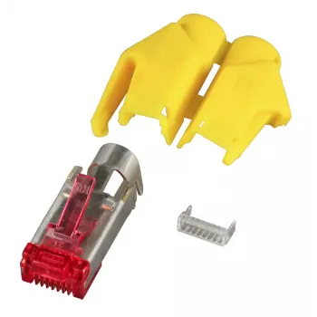 RJ-45 kištukinis lizdas Hirose H7641.5-100, geltona/raudona, 100 vnt.