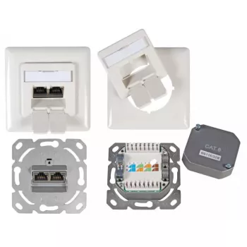 Sieninis lizdas su 2 x RJ-45 jungtimis EFB Elektronik ET-25211.2V1 baltas