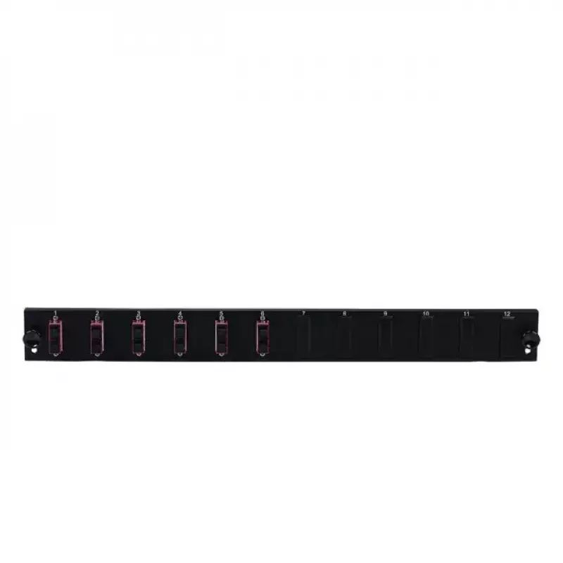 Priedas patch panel EFB Elektronik SB-FP-6SC-D-V-OM4 – 1U, 432×13×43,5 mm, pilka