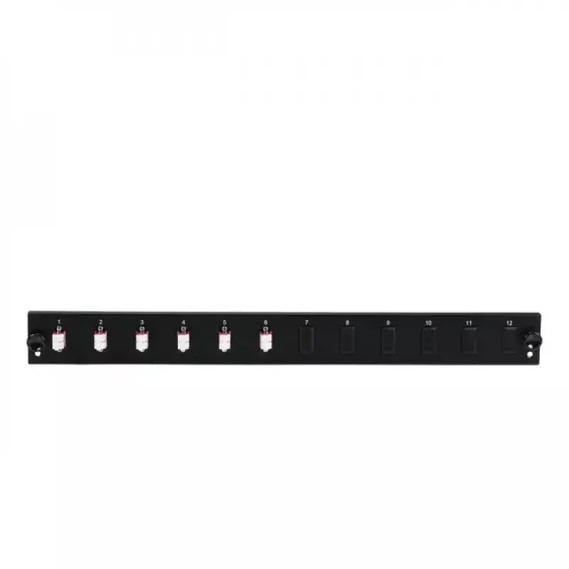 Priekinis skydelis pluoštinėms dėžėms EFB Elektronik SB-FP-6SC-S-OS2 — 1U stelažinis, 432×13×43,5 mm, pilkas