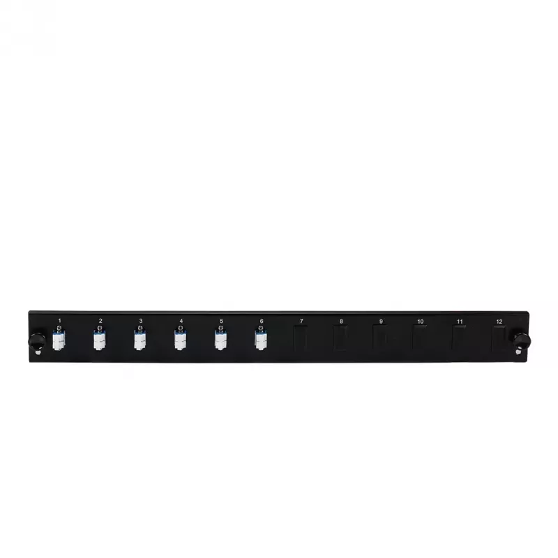 Priekinis skydelis pluoštinėms dėžėms EFB Elektronik SB-FP-6SC-S-OS2 — 1U stelažinis, 432×13×43,5 mm, pilkas