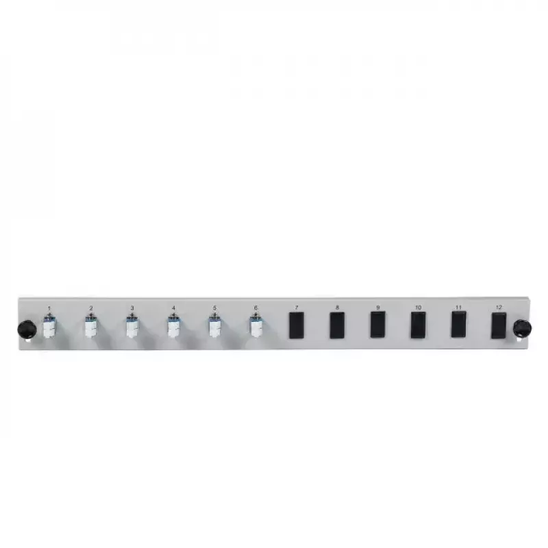 Priekinis skydelis pluoštinėms dėžėms EFB Elektronik SB-FP-6SC-S-OS2 — 1U stelažinis, 432×13×43,5 mm, pilkas