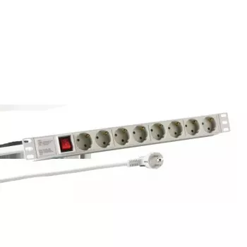 Ilgintuvas EFB Elektronik EK631DE.2GR — 2 m laidas, 8 CEE kištukiniai lizdai, vidaus naudojimui, pilka