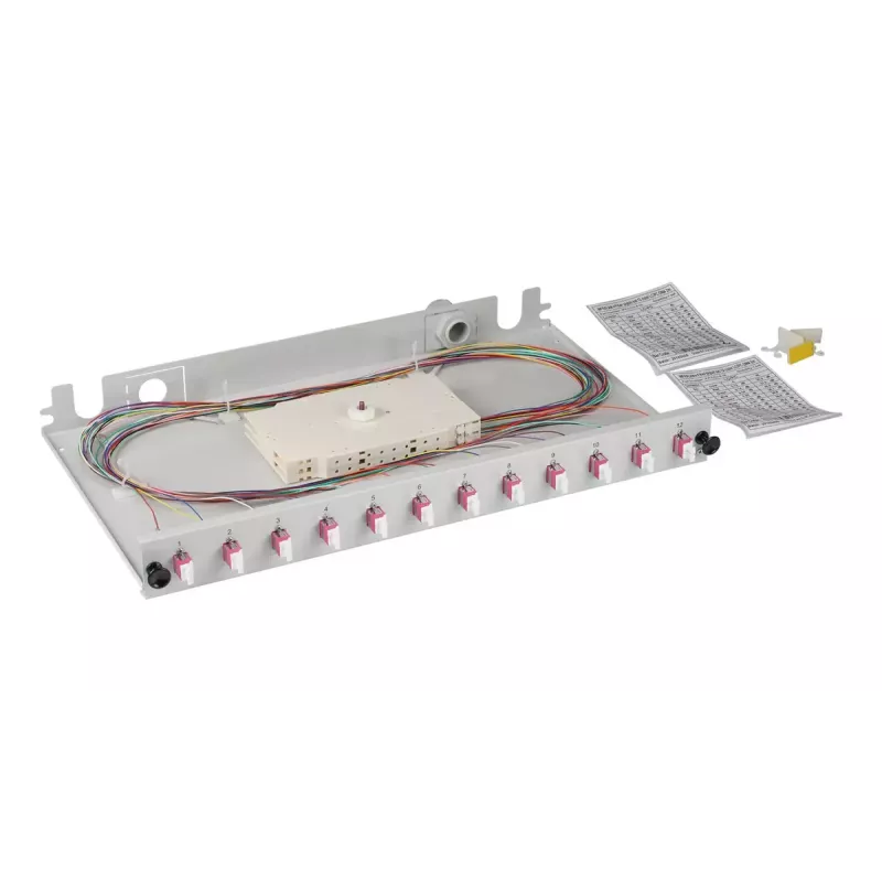 Patch panel EFB Elektronik BA71901L24OM4 1U LC OM4 pilkas metalinis stovo montavimui