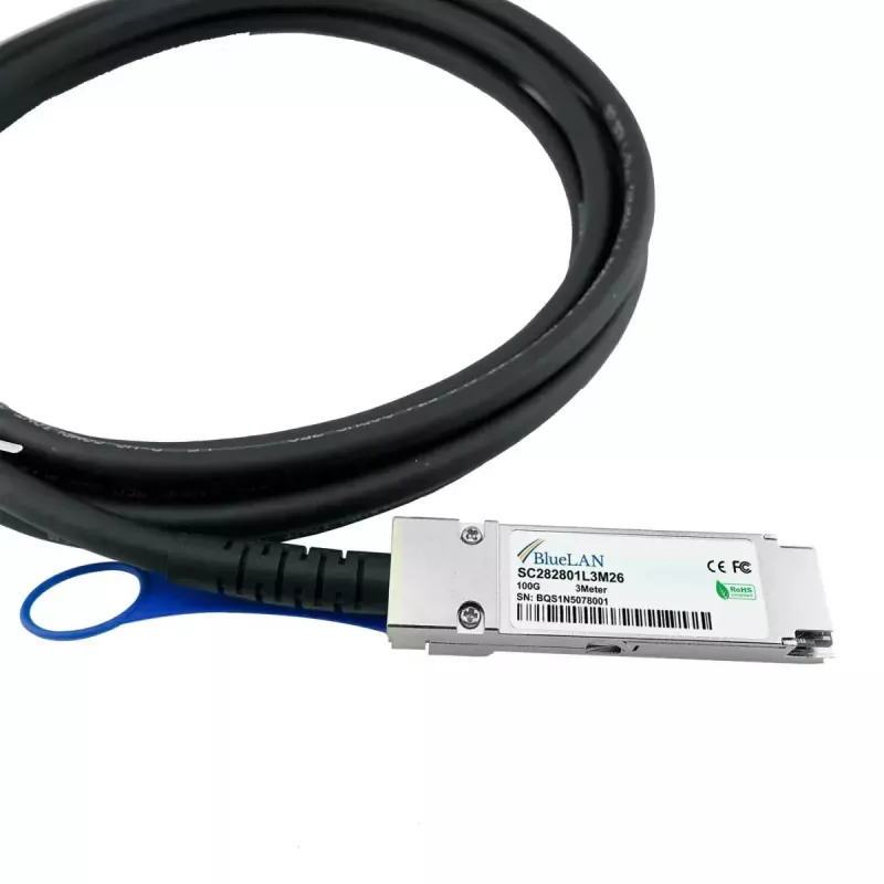 DAC kabelis BlueOptics FN-CABLE-QSFP28-1-BL QSFP28 QSFP28 InfiniBand 1 m Juodas