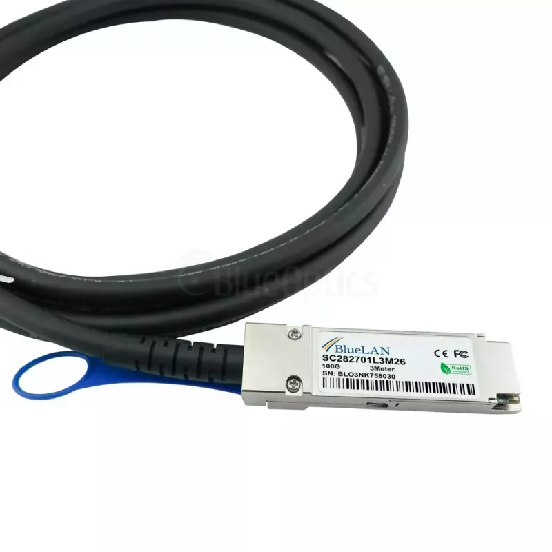 Tinklo kabelis BlueOptics DAC-Q28-S28-2M-BL QSFP28 4xSFP28 InfiniBand 2m juodas