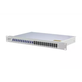 BTR stovo montuojamas optinis skirstytuvas METZ CONNECT OpDAT 1U — LC jungtys, pilka, 482,6×44,5×244,5 mm