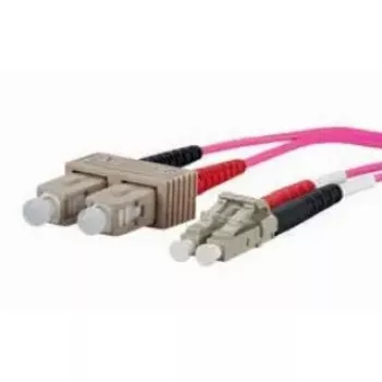 Skaidulinis optinis kabelis METZ CONNECT 151S1EOJO10E 2x SC 2x LC OM4 1 m Rožinis