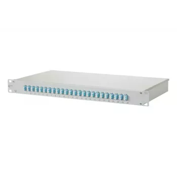 Patch panel 1U BTR NETCOM 1502557724-E su LC jungtimis, baltas, montuojamas į stovą, 482,6×44,5×242,5 mm