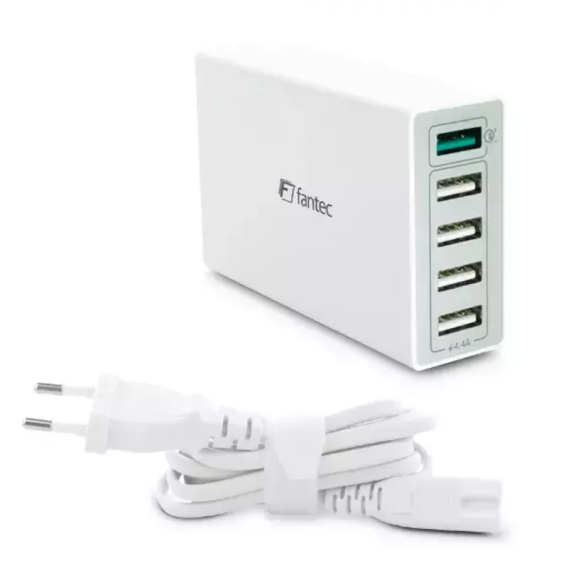 Fantec QC3-A51 Universal White AC Fast Charging – 4 USB prievadų greitasis įkroviklis