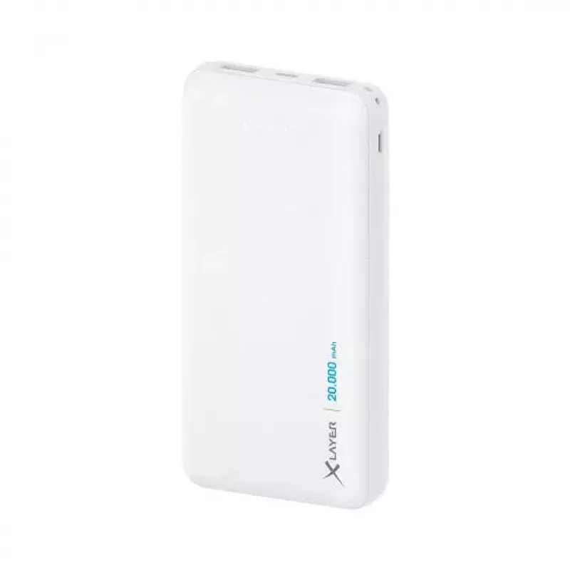 Power bank XLAYER 217286 – 20000 mAh LiPo, 2× USB-A, 1× USB-C, Baltas