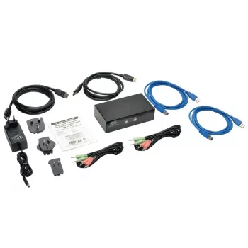2 prievadų DisplayPort KVM jungiklis su garsu ir USB 3.0 šakotuvu EATON B004-DPUA2-K