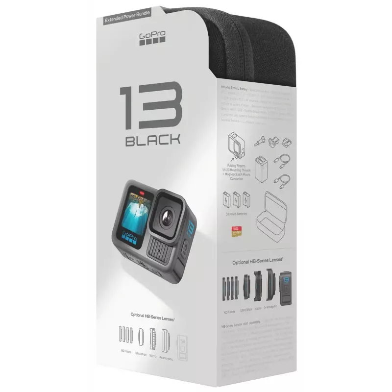 Veiksmo kamera GoPro HERO13 Black Power Bundle — 5.3K Ultra HD, 240 kadrų/s, 27,6 MP, 177° FOV