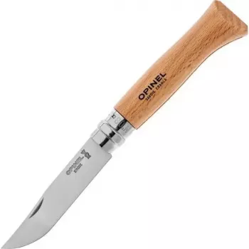 Kišeninis peilis Opinel No. 08 – nerūdijančio plieno geležtė, sulankstoma medinė rankena