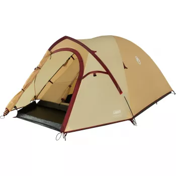 Palapinė COLEMAN Darwin 3 Plus Summer – 3 vietų, vasaros modelis, smėlio/tamsiai raudona