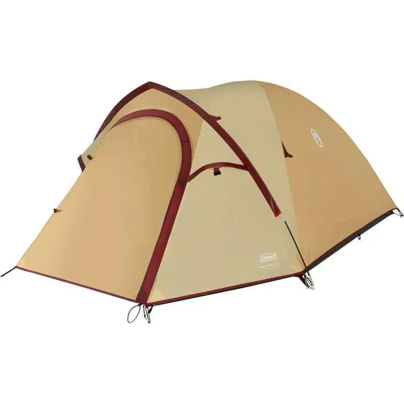 Palapinė COLEMAN Darwin 3 Plus Summer – 3 vietų, vasaros modelis, smėlio/tamsiai raudona