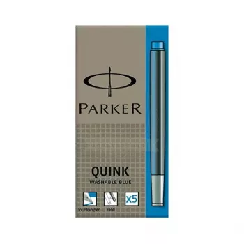 Parker 1950383 rašalo kasetės Parker plunksninukams, 5 vnt., skalbiama mėlyna