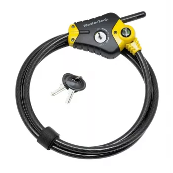 Reguliuojamas užrakto kabelis Python MASTER LOCK 1,8m x 10mm juoda/geltona